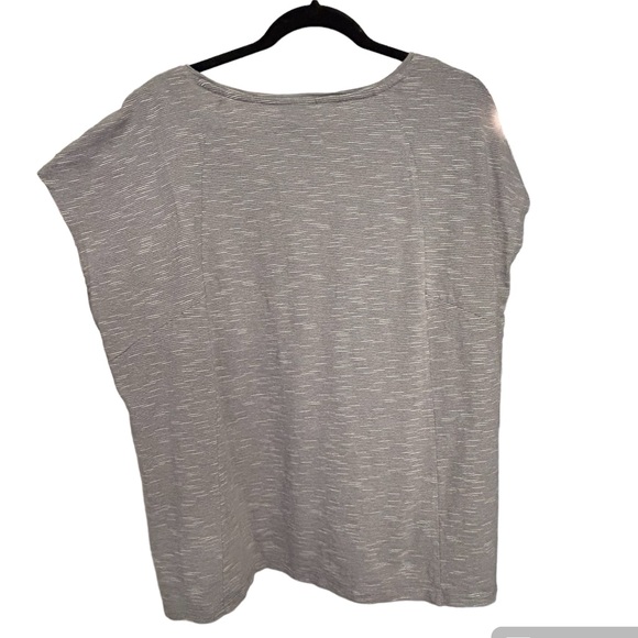 J.Jill Grey Striated Seamed Cap Sleeve Boxy Cotton Tee Size Large - Picture 2 of 9